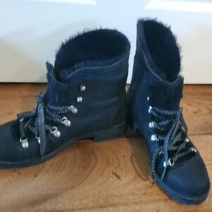 J. Crew Black Ankle Boots with Silver Accents